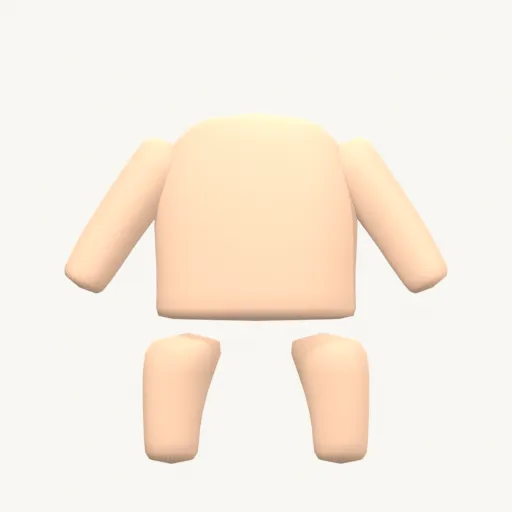 服を着せずに描いた素体の単体を正面から見た画像。服で隠れていた肩の分離が見える